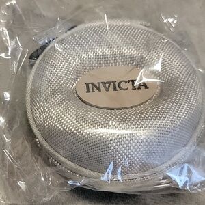 NEW Invicta Silver Round Zipper Travel Watch Accessory Case Mens Womens Unisex